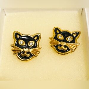 Kitty Face Goldtone Earrings(.5in)